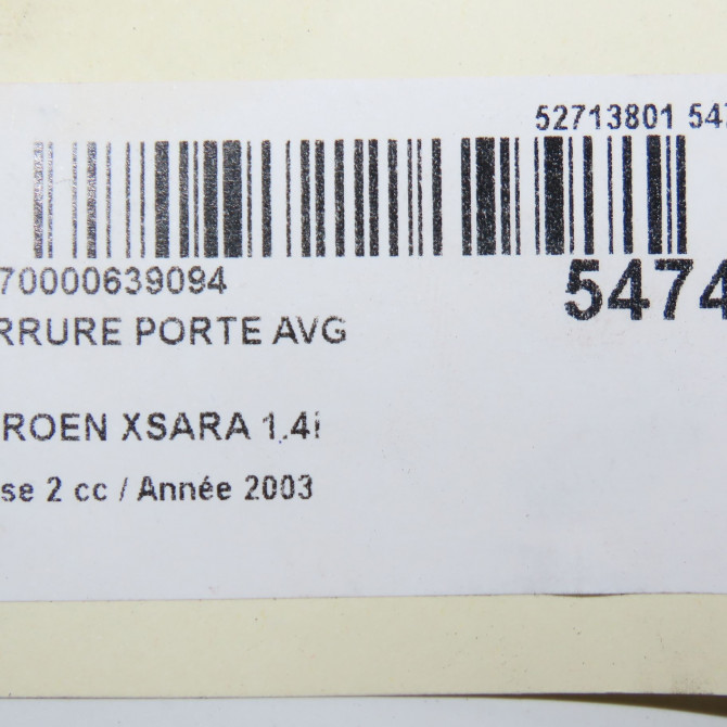 Serrure porte avg occasion CITROEN XSARA Phase 2 09-2000->12-2005 1.4i 9135H4 5