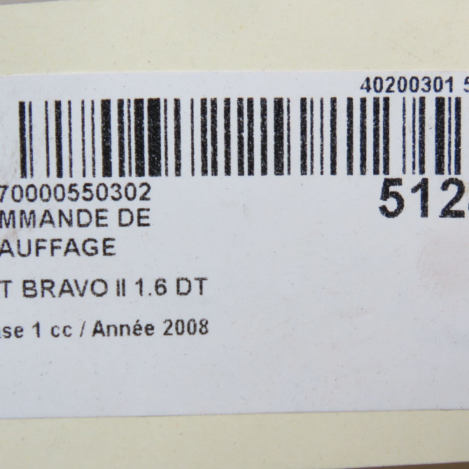Commande de chauffage occasion FIAT BRAVO II BRAVO II Phase 1 2007-03-01->2011-12-31 1.6 DT MULTIJET 16v 105ch 77364380 6