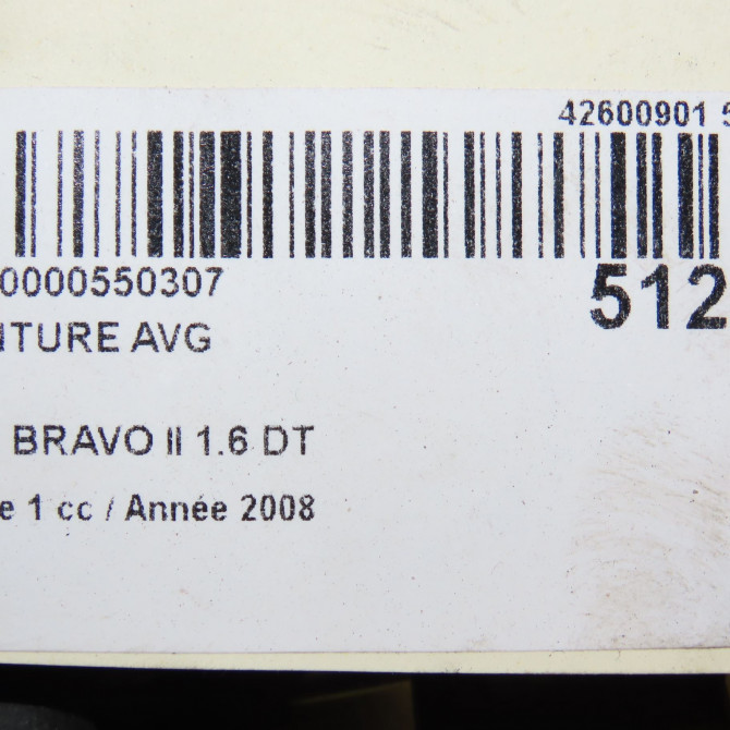 Ceinture avant gauche occasion FIAT BRAVO II BRAVO II Phase 1 2007-03-01->2011-12-31 1.6 DT MULTIJET 16v 105ch 735440819 6