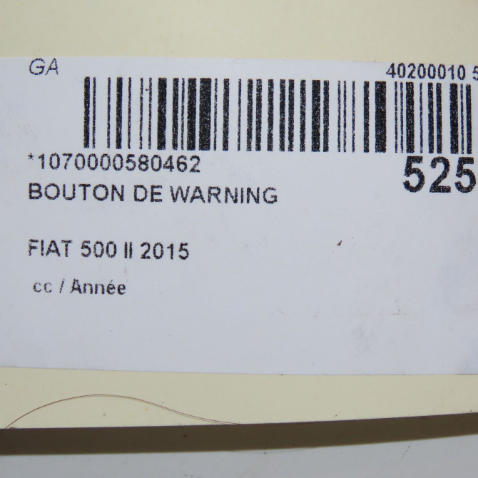 Bouton de warning occasion FIAT 500 L II Phase 1 07-2012->... 735600093 5