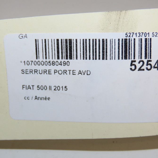 Serrure porte avd occasion FIAT 500 L II Phase 1 07-2012->... 52018118 4