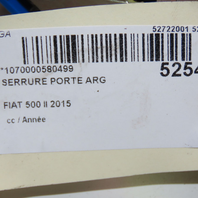 Serrure porte arg occasion FIAT 500 L II Phase 1 07-2012->... 52018125 4