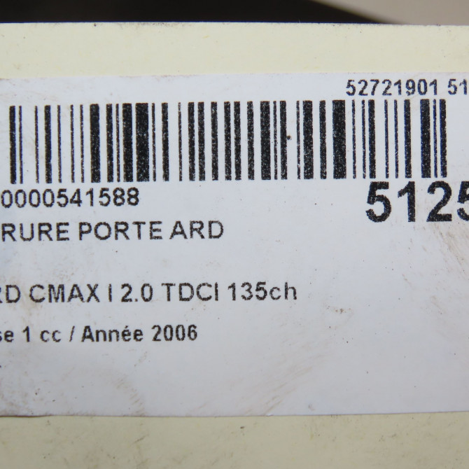 Serrure porte ard occasion FORD CMAX I Phase 1 09-2003->03-2007 2.0 TDCI 135ch 1633162 7
