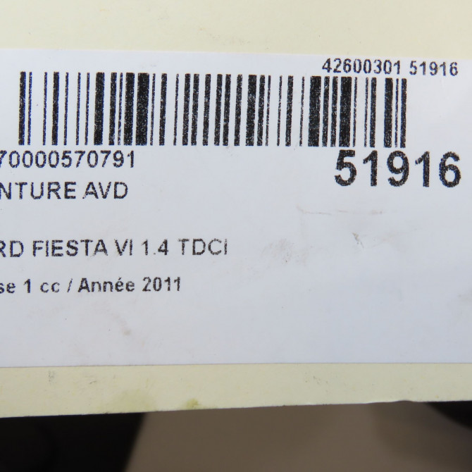Ceinture avant droite occasion FORD FIESTA VI Phase 1 10-2008->11-2012 1.4 TDCI 70ch 2038384 4