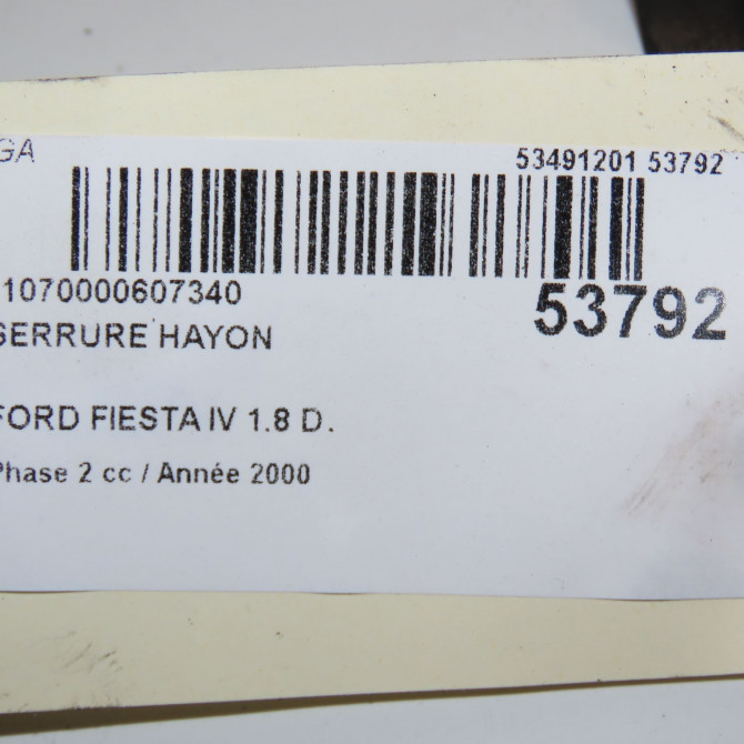 Serrure hayon occasion FORD FIESTA IV Phase 2 09-1999->09-2002 1.8 D 1025974 4