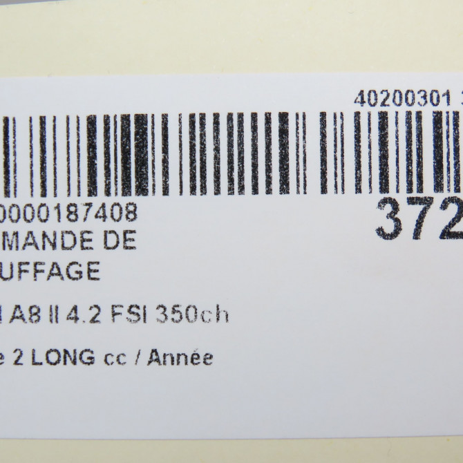 Commande de chauffage occasion AUDI A8 II Phase 2 LONG 12-2007->12-2009 4.2 FSI 350ch 6
