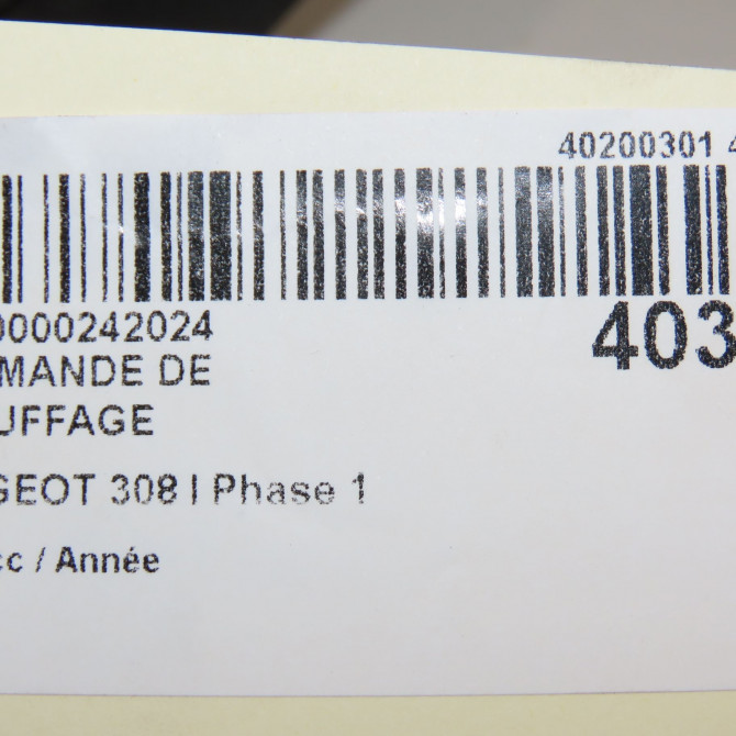 Commande de chauffage occasion PEUGEOT 308 I Phase 1 09-2007->03-2011 6452S2 6