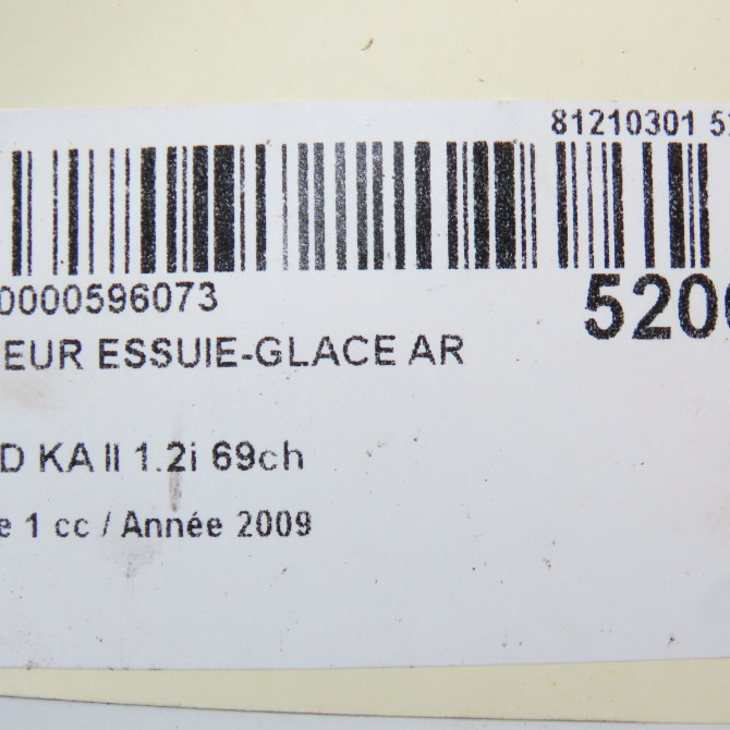 Moteur essuie-glace arrière occasion FORD KA II Phase 1 10-2008->... 1.2i 69ch 1671595 6