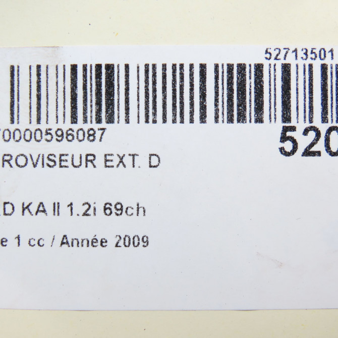 Retroviseur exterieur manuel droit occasion FORD KA II Phase 1 10-2008->... 1.2i 69ch 1751709 5
