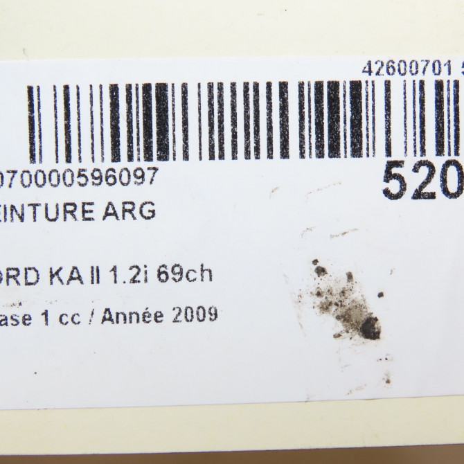 Ceinture arrière gauche occasion FORD KA II Phase 1 10-2008->... 1.2i 69ch 1671626 6