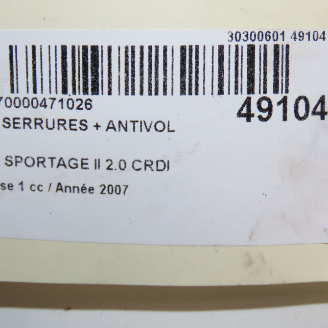 Kit serrures + antivol occasion KIA SPORTAGE II Phase 1 09-2004->11-2007 2.0 CRDI 140ch 819051F181 3