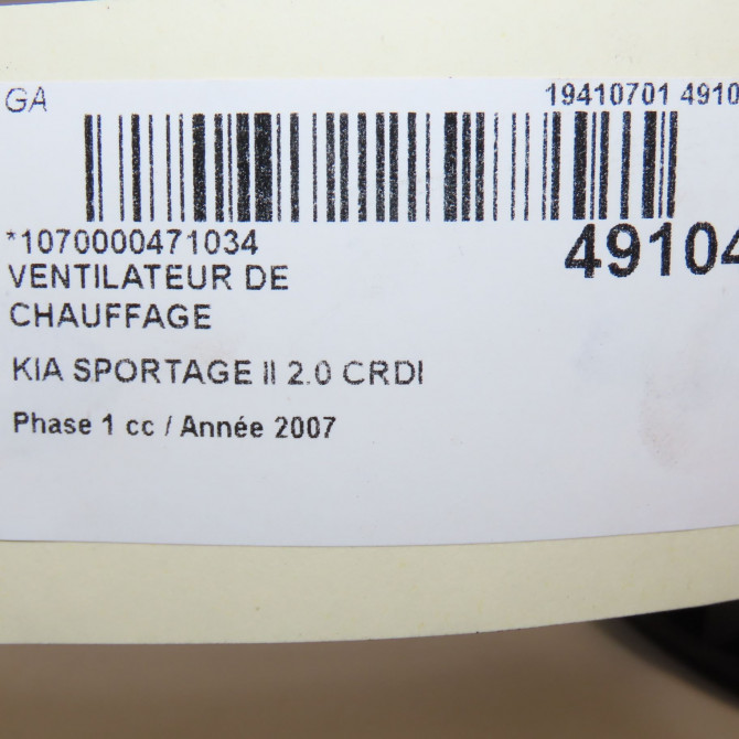 Ventilateur de chauffage occasion KIA SPORTAGE II Phase 1 09-2004->11-2007 2.0 CRDI 140ch 972071F200 5