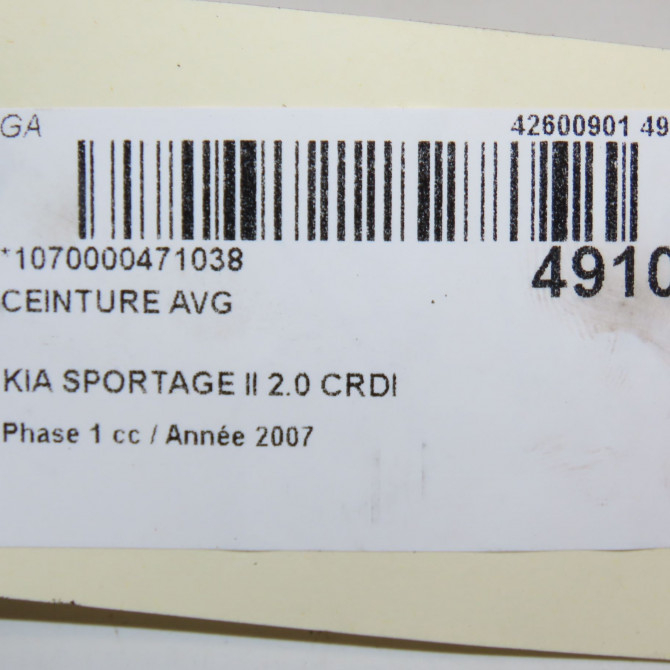 Ceinture avant gauche occasion KIA SPORTAGE II Phase 1 09-2004->11-2007 2.0 CRDI 140ch 888101F200EZ 3