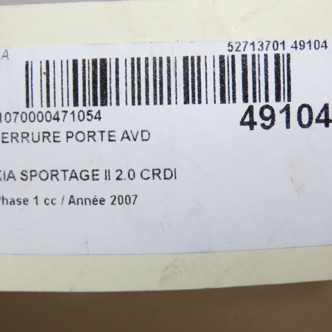 Serrure porte avd occasion KIA SPORTAGE II Phase 1 09-2004->11-2007 2.0 CRDI 140ch 813211F010 4