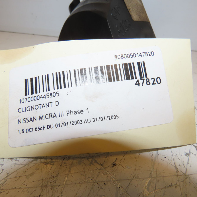 Clignotant droit occasion NISSAN MICRA III Phase 1 01-2003->07-2005 1.5 DCI 65ch 26130AX600 4