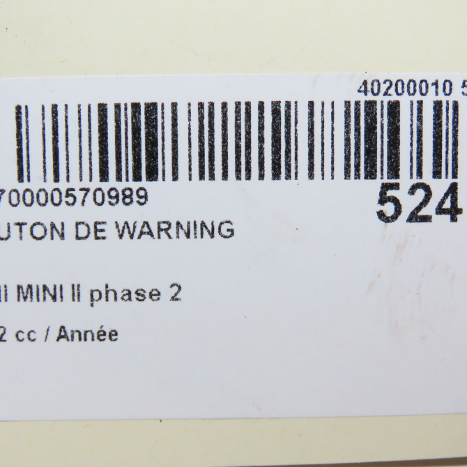 Bouton de warning occasion MINI MINI II phase 2 08-2010->... 61313422211 5
