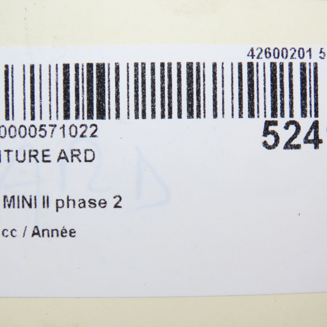 Ceinture arrière droite occasion MINI MINI II phase 2 08-2010->... 72112751402 6