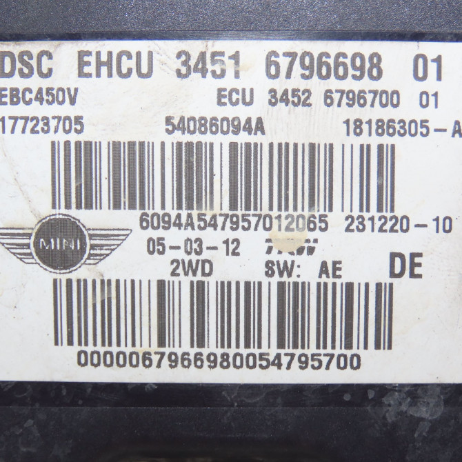 Unité hydraulique ABS occasion MINI MINI II phase 2 08-2010->... 34516874553 4