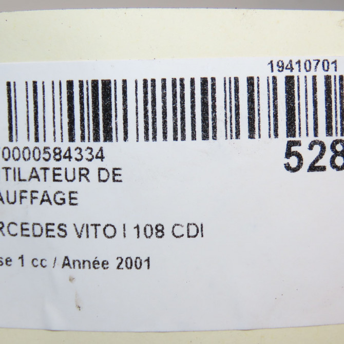 Ventilateur de chauffage occasion MERCEDES VITO I Phase 1 04-1996->10-2003 108 CDI 28301508 6