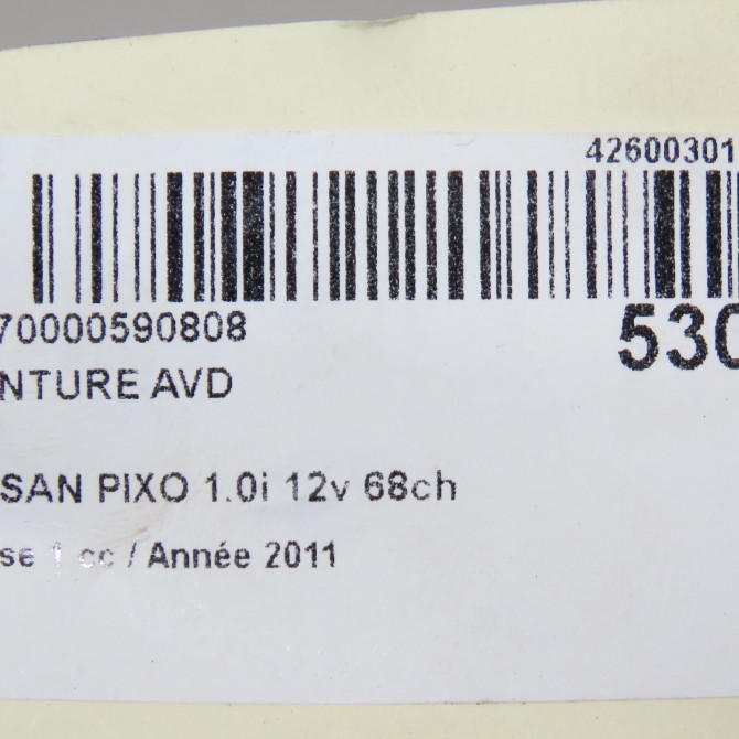 Ceinture avant droite occasion NISSAN PIXO Phase 1 05-2009->... 1.0i 12v 68ch 868444A02H 5