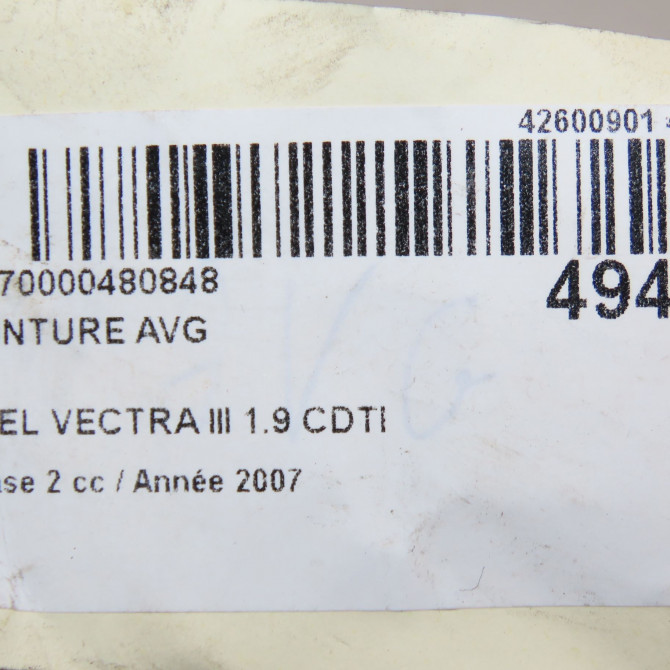 Ceinture avant gauche occasion OPEL VECTRA III Phase 2 10-2005->06-2007 1.9 CDTI 120ch 13128275 4