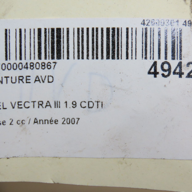 Ceinture avant droite occasion OPEL VECTRA III Phase 2 10-2005->06-2007 1.9 CDTI 120ch 13128276 5