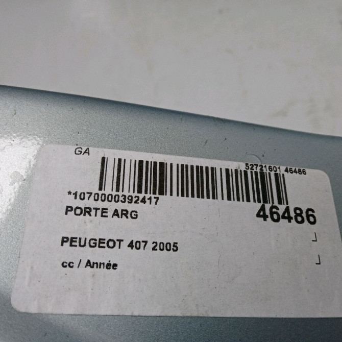Porte arrière gauche occasion PEUGEOT 407 9006H5 3