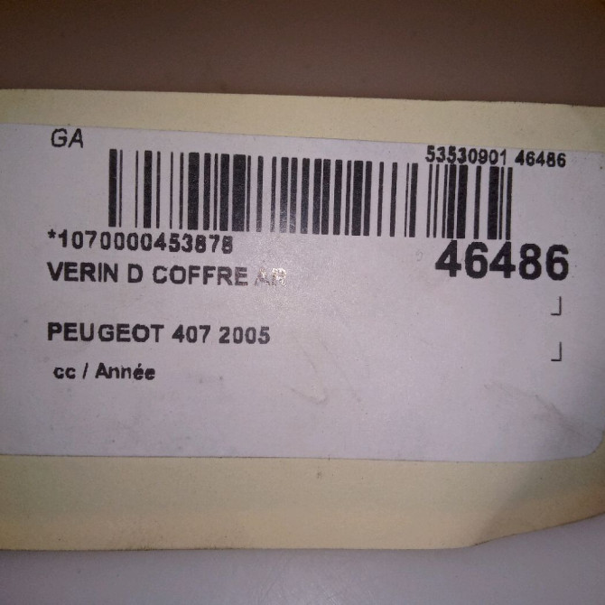Verin droit coffre arrière occasion PEUGEOT 407 8731K4 3