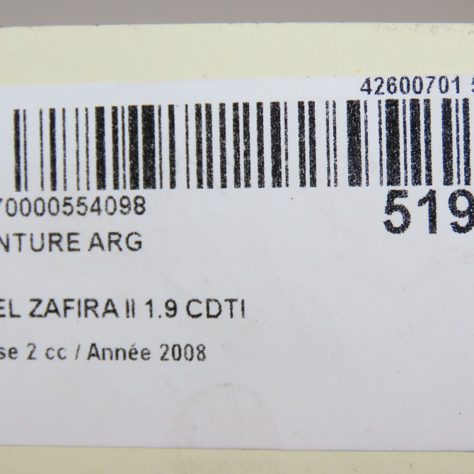 Ceinture arrière gauche occasion OPEL ZAFIRA II Phase 2 01-2008->12-2014 1.9 CDTI 100ch 13242321 6