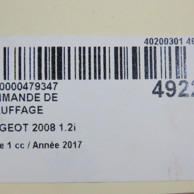 Commande de chauffage occasion PEUGEOT 2008 Phase 1 01-2013->... 1.2i PURETECH 110ch 9819570680 5
