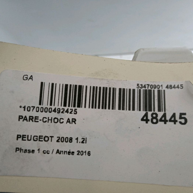 Pare-choc arrière occasion PEUGEOT 2008 Phase 1 01-2013->... 1.2i PURETECH 110ch 1610116280 3