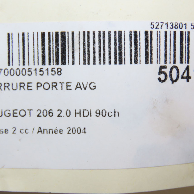 Serrure porte avg occasion PEUGEOT 206 Phase 2 02-2003->02-2009 2.0 HDI 90ch 9135R9 5