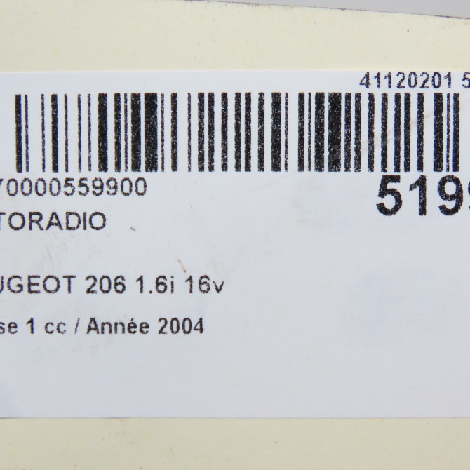 Autoradio occasion PEUGEOT 206 Phase 1 09-1998->03-2009 1.6i 16v 657418 7