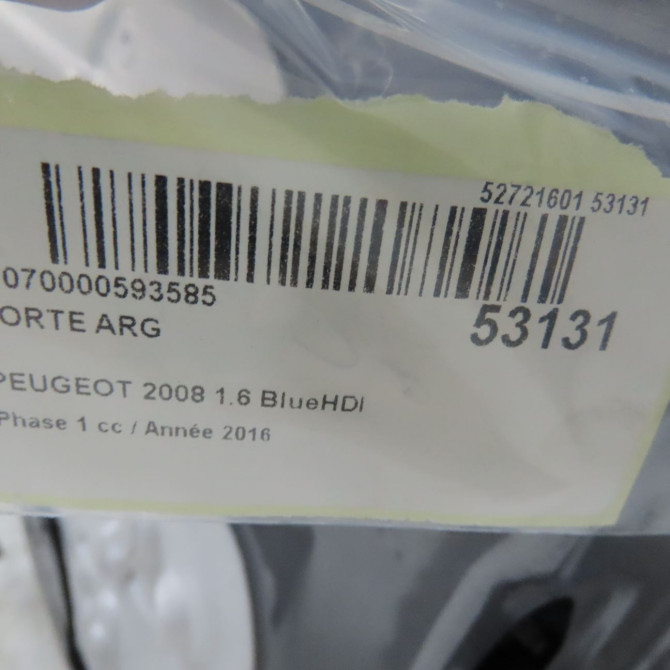 Porte arrière gauche occasion PEUGEOT 2008 Phase 1 01-2013->... 1.6 BlueHDI 100ch 9802969780 5