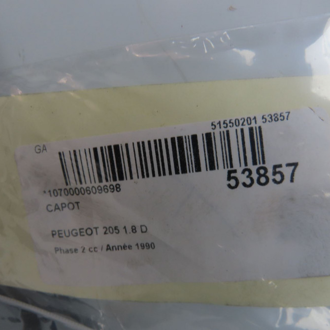 Capot occasion PEUGEOT 205 205 Phase 2 1987-07-01->1998-12-31 1.8 D 7