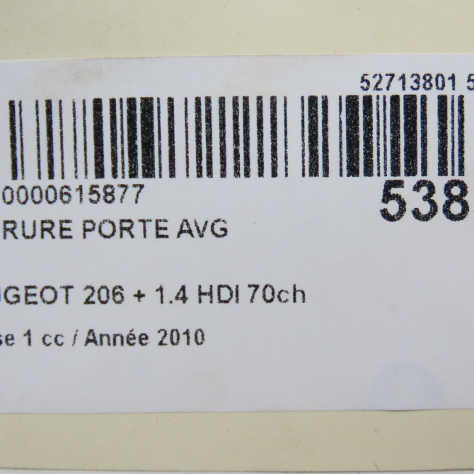 Serrure porte avg occasion PEUGEOT 206 + Phase 1 03-2009->05-2013 1.4 HDI 70ch 9135R9 5