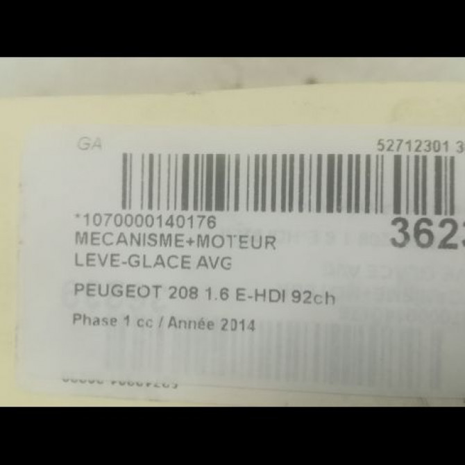 Mecanisme+moteur leve-glace avg occasion PEUGEOT 208 208 Phase 1 2012-03-01->2015-09-30 1.6 E-HDI 92ch 9673154480 3