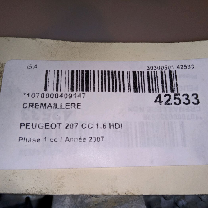 Cremaillere occasion PEUGEOT 207 CC Phase 1 03-2007->... 1.6 HDI 112ch 1627686480 6