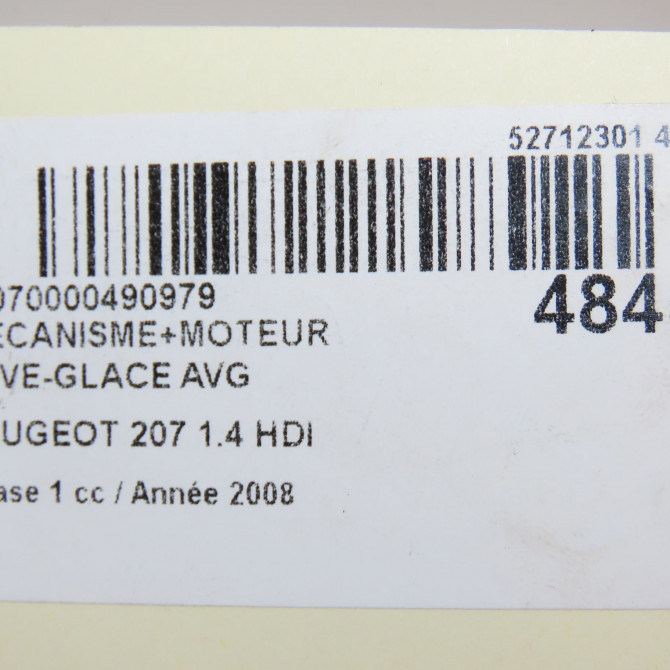 Mecanisme+moteur leve-glace avg occasion PEUGEOT 207 Phase 1 04-2006->06-2013 1.4 HDI 9221FS 8