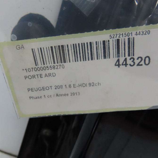 Porte arrière droite occasion PEUGEOT 208 208 Phase 1 2012-03-01->2015-09-30 1.6 E-HDI 92ch 9671907480 6