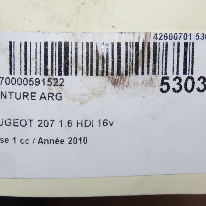 Ceinture arrière gauche occasion PEUGEOT 207 Phase 1 04-2006->06-2013 1.6 HDI 16v 90ch 8975XS 3
