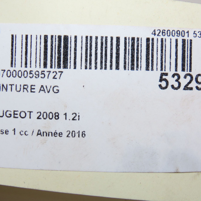 Ceinture avant gauche occasion PEUGEOT 2008 Phase 1 01-2013->... 1.2i PURETECH 110ch 98063150XX 7