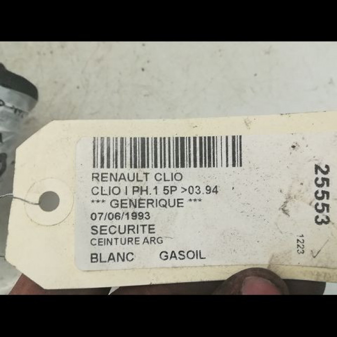 Ceinture arrière gauche occasion RENAULT CLIO I Phase 1 06-1990->03-1994 7700794253 3