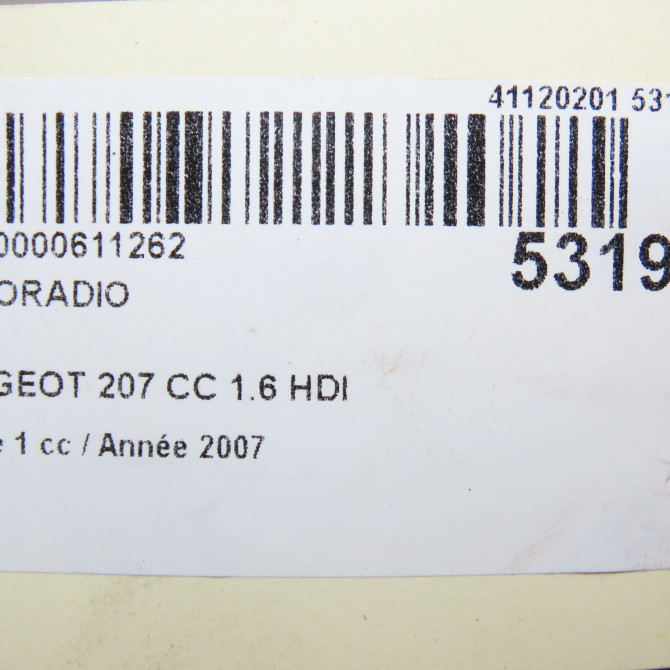 Autoradio occasion PEUGEOT 207 CC Phase 1 03-2007->... 1.6 HDI 112ch 16077506XT 8