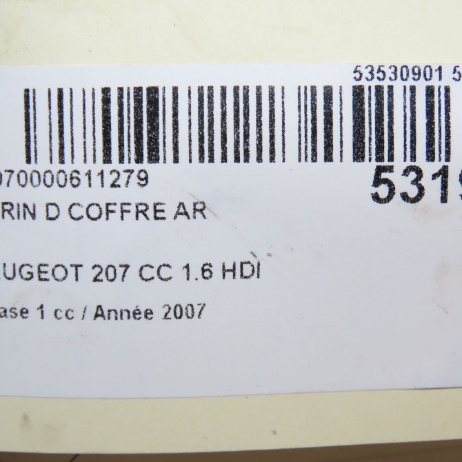 Verin droit coffre arrière occasion PEUGEOT 207 CC Phase 1 03-2007->... 1.6 HDI 112ch 8731S7 4