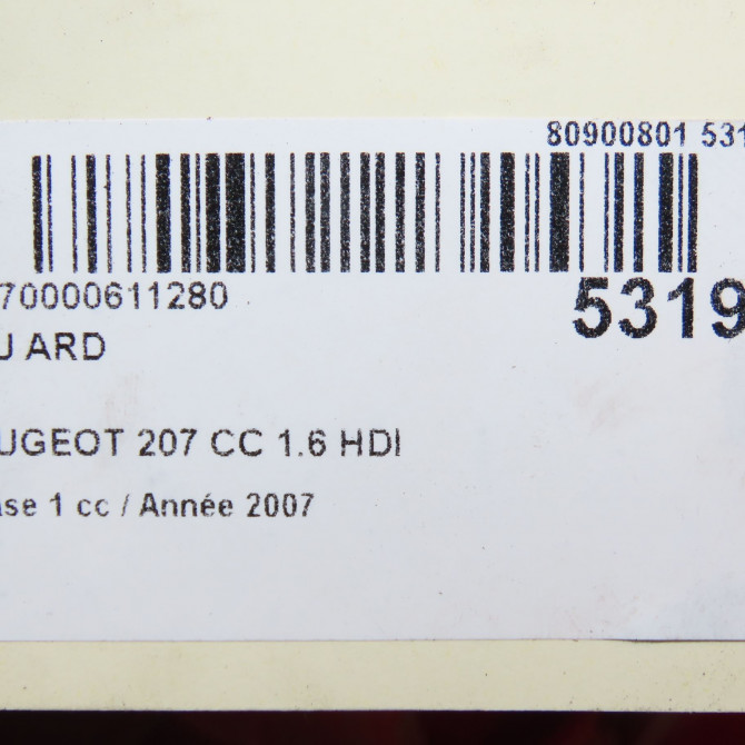 Feu arrière droit occasion PEUGEOT 207 CC Phase 1 03-2007->... 1.6 HDI 112ch 6351CE 5