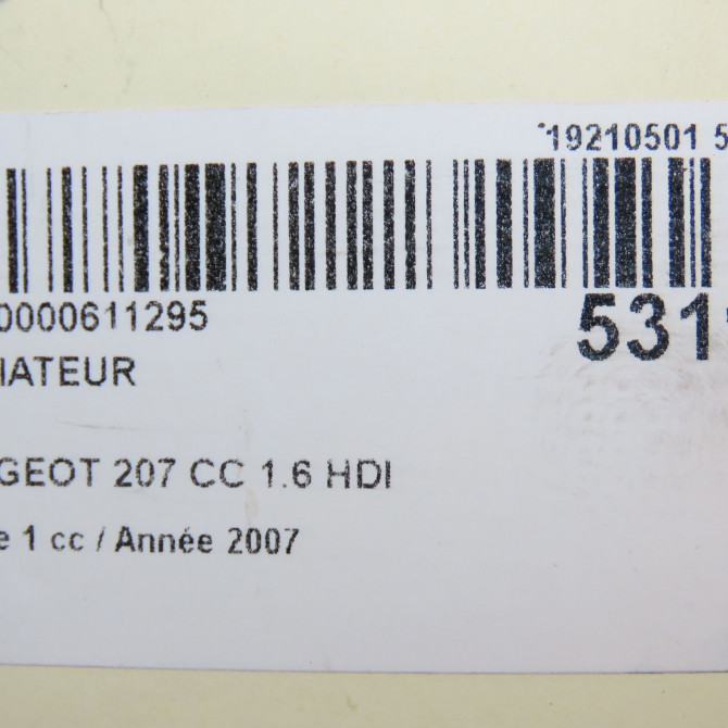 Radiateur occasion PEUGEOT 207 CC Phase 1 03-2007->... 1.6 HDI 112ch 1330P8 6