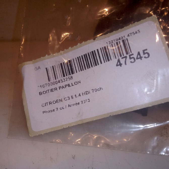 Boitier papillon occasion CITROEN C3 II Phase 2 03-2013->12-2016 1.4 HDi 70ch 345G4 4