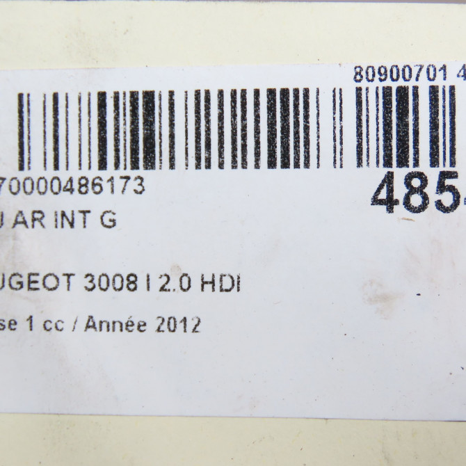 Feu arrière interieur gauche occasion PEUGEOT 3008 I Phase 1 04-2009->12-2013 2.0 HDI 150ch 6350HE 6