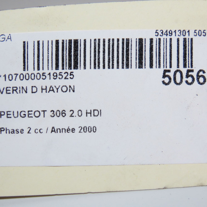 Verin droit hayon occasion PEUGEOT 306 Phase 2 04-1997->03-2002 2.0 HDI 873193 3